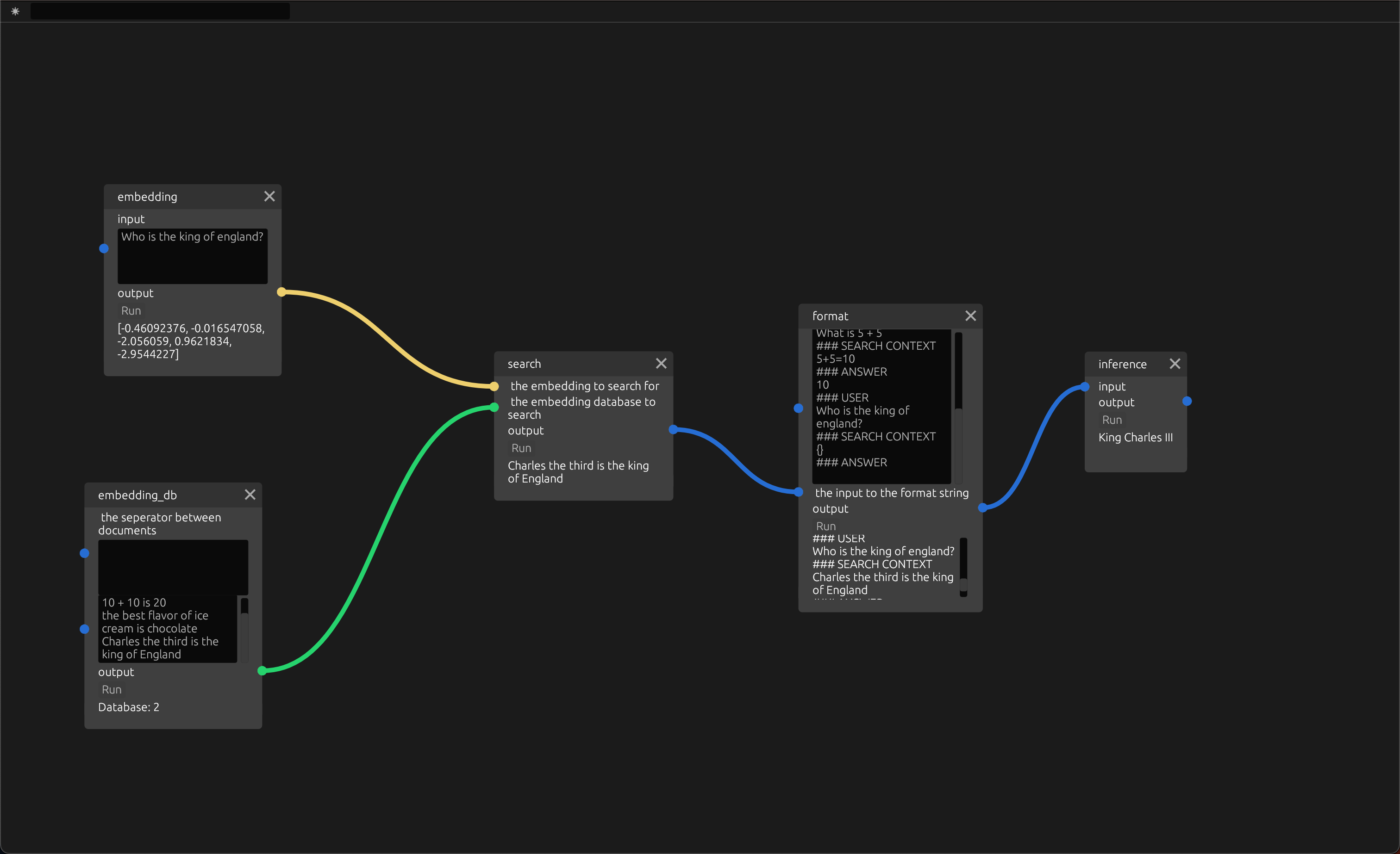 Demo question answering workflow